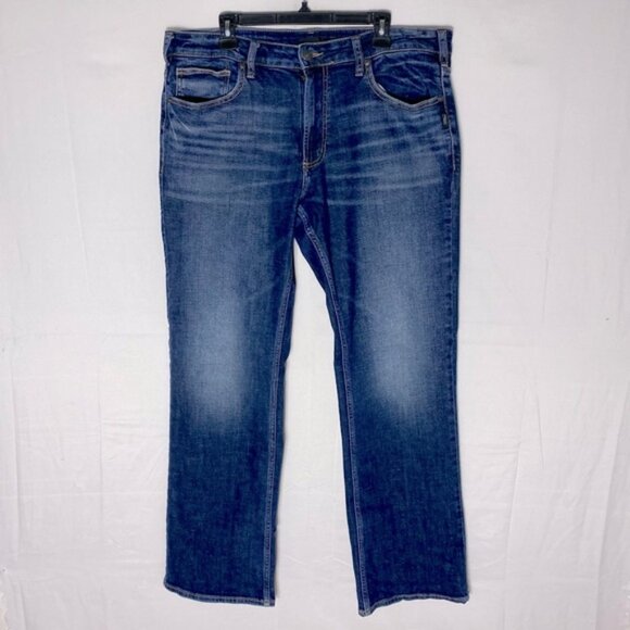 Silver Jeans Zac Dark Wash Straight Leg Blue Jeans 38 - Picture 1 of 15